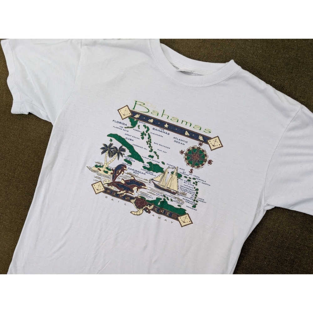 Dorsett The Bahamas Sail Away White Short Sleeve Islands Graphic Shirt L Soft